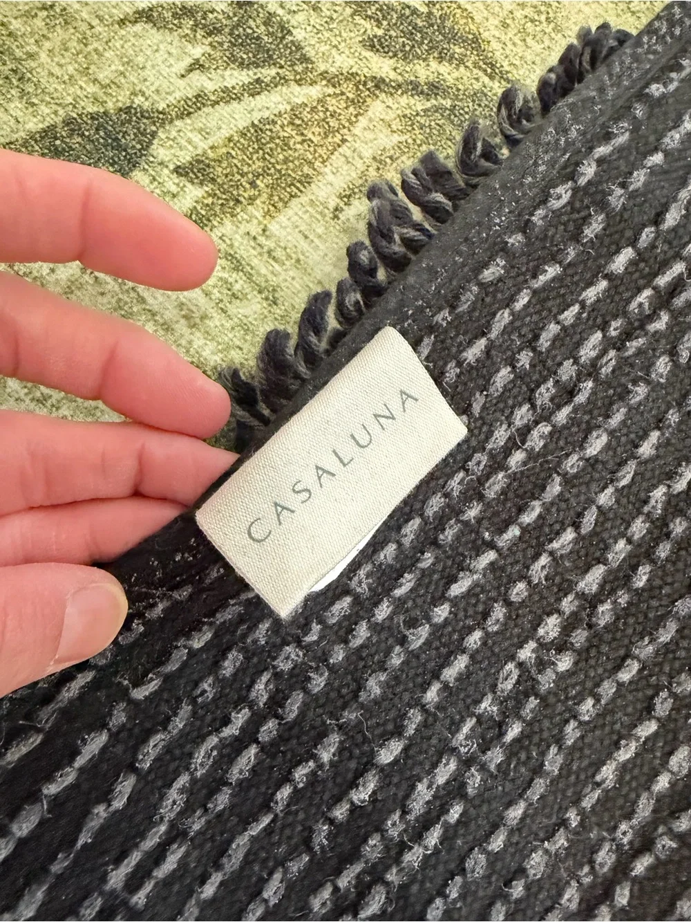New Casaluna Cotton Looped Bath Rug Black 40x24” Large Bath Rug Melange Machine